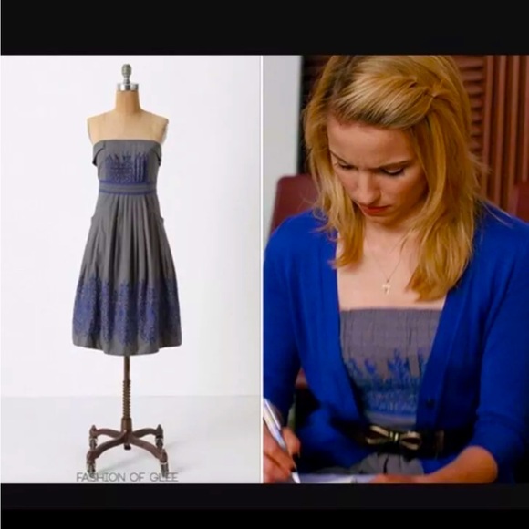 Beautiful $148 Anthropologie Floreat Sewing Circle Dress Gray/Blue - Sz 2/XS - Picture 7 of 7